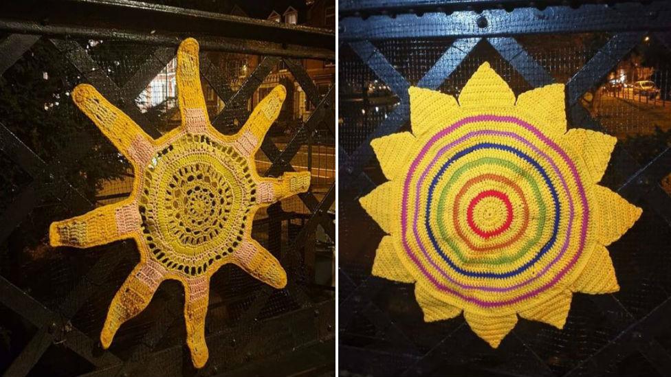 Yarn bomb sunshine artwork