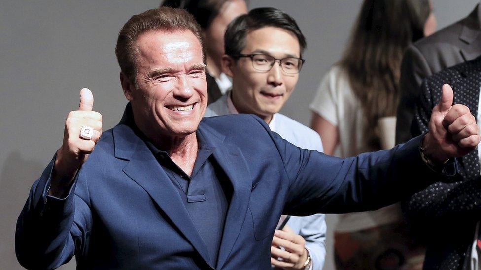 Actor Arnold Schwarzenegger attends a promotional tour for the film "Terminator Genisys" in Shanghai, China, in this file photo taken August 19, 2015