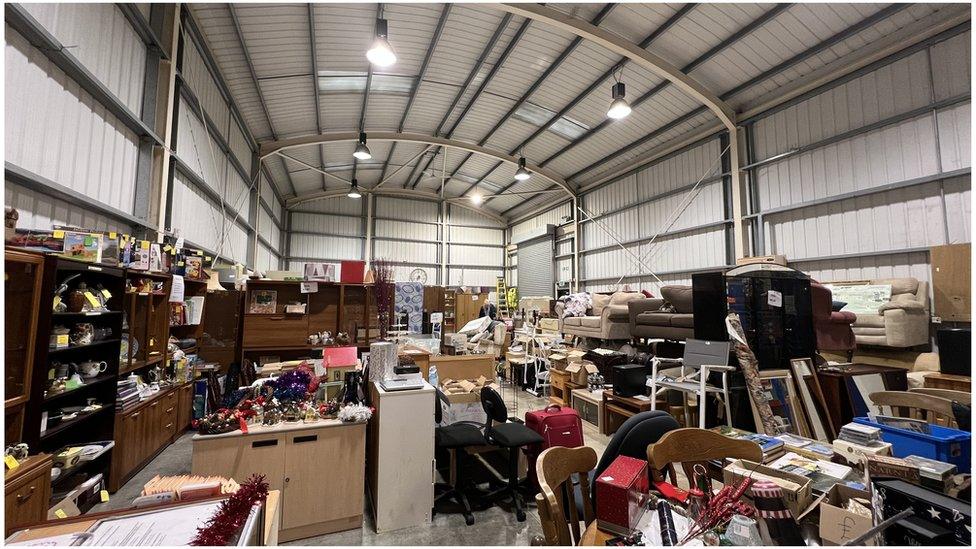 Interior of Farleigh Hospice's warehouse in Maldon