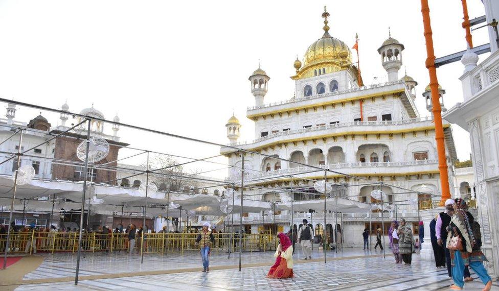 Low footfall of devotees seen at Golden Temple due to the spread of coronavirus (COVID-19) on March 17, 2020 in Amritsar, India.