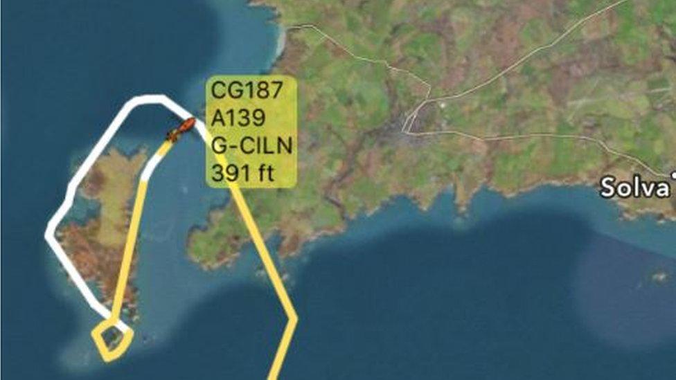 The flight path of Rescue 187