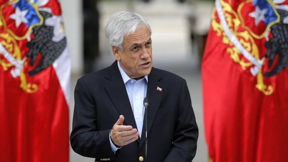 Chilean President Sebastian Pinera addresses the nation in Santiago, on October 26, 2019