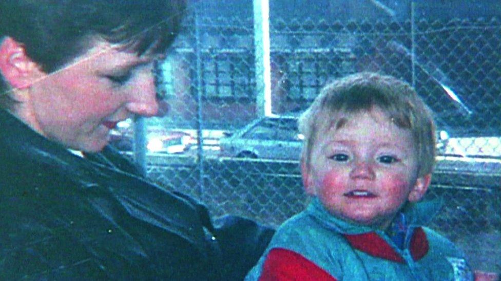 Toddler Ben Needham with adult