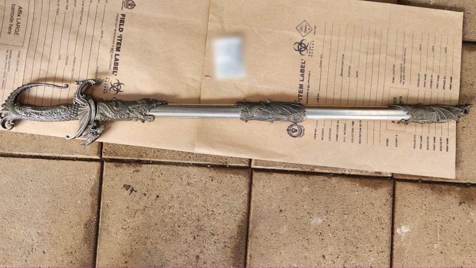 A sword seized by police