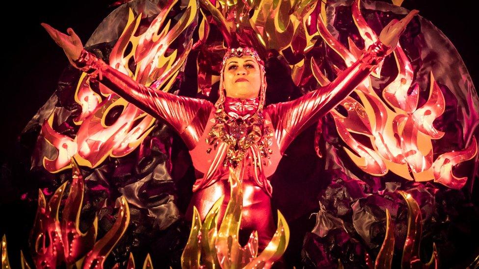 Carnival dancers performs on stage during The Awakening at Headingley Stadium in Leeds which celebrates the city's cultural past, present and future at the start of Leeds Year of Culture 2023.