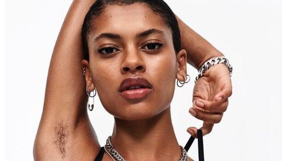 models arm pit hair in advert