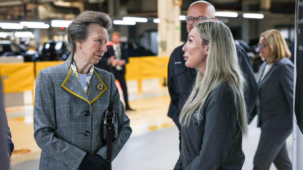 Princess Royal speaking to staff at Halewood