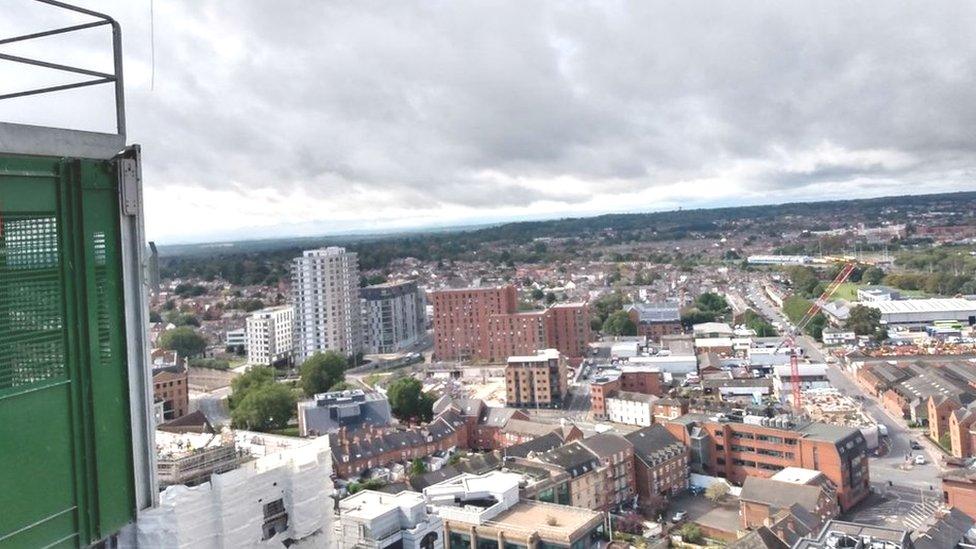 View from the highest occupiable part of the new office development