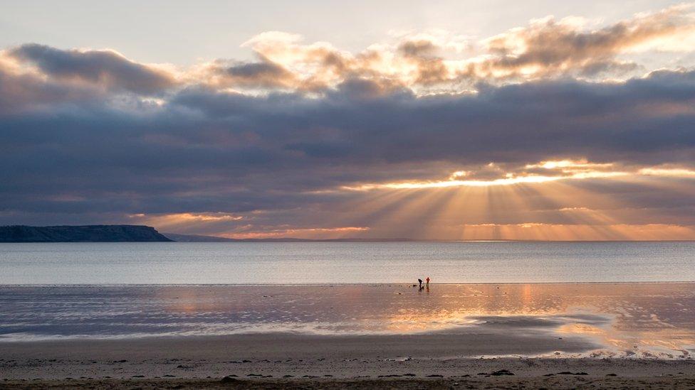 Early morning fishermen at Oxwich Bay 7am last Sunday while walking the Wales Coast Path.