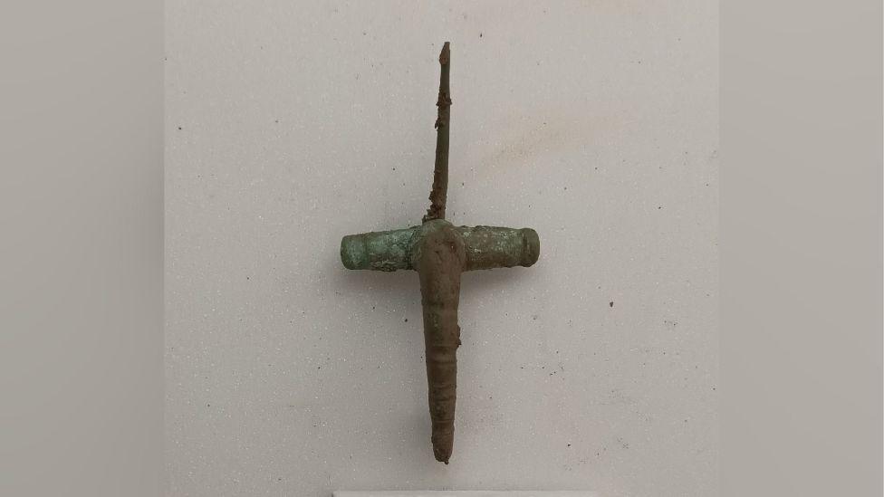 A Roman trumpet brooch, discovered by archaeologists