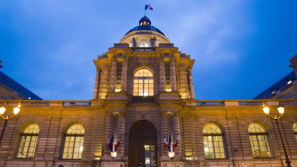 File image of the facade of the French parliamentary room of the Senate