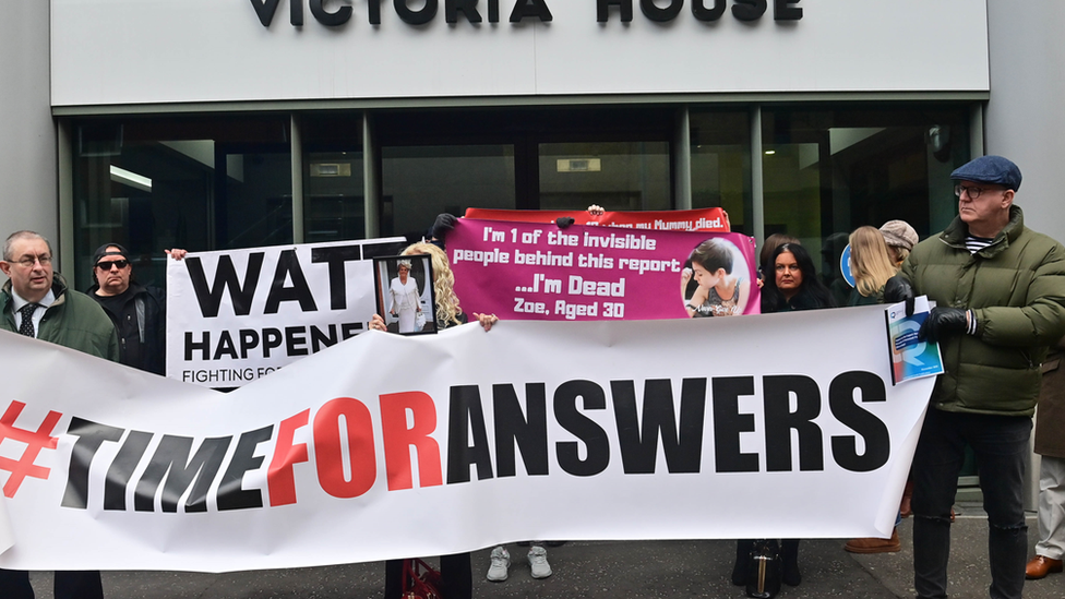 Protest outside Victoria House, Belfast