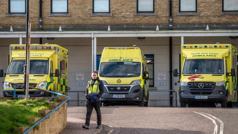 Ambulances outside Royal Sussex County Hospital in Brighton