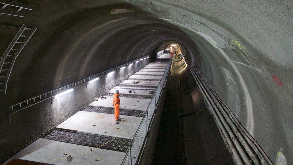 Workman on Crossrail platform