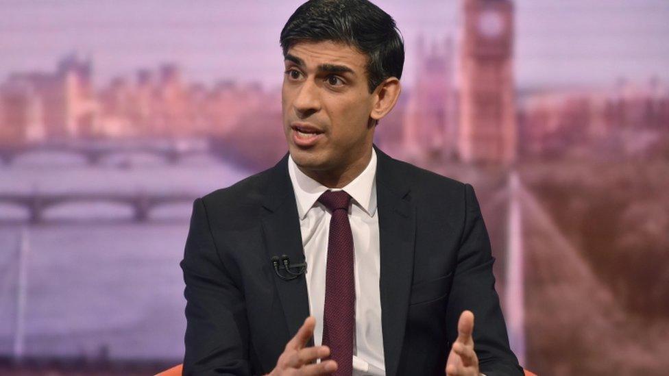 Rishi Sunak the chancellor on TV