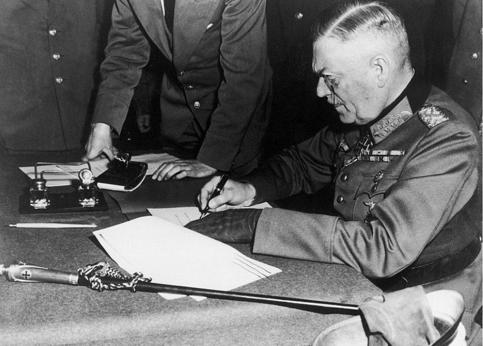 Keitel signing surrender, 8 May 45