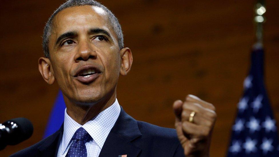 Barack Obama delivers speech during visit to Hannover, Germany April 25, 2016