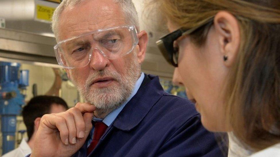 Jeremy Corbyn in a lab at York Science Park innovation centre