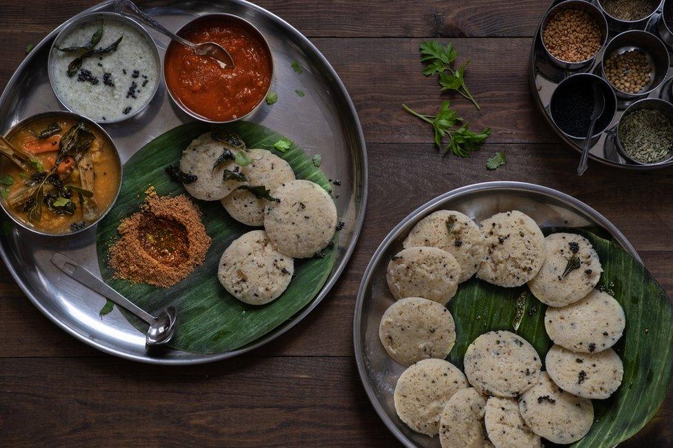 A plate of Kanchipuram idlis