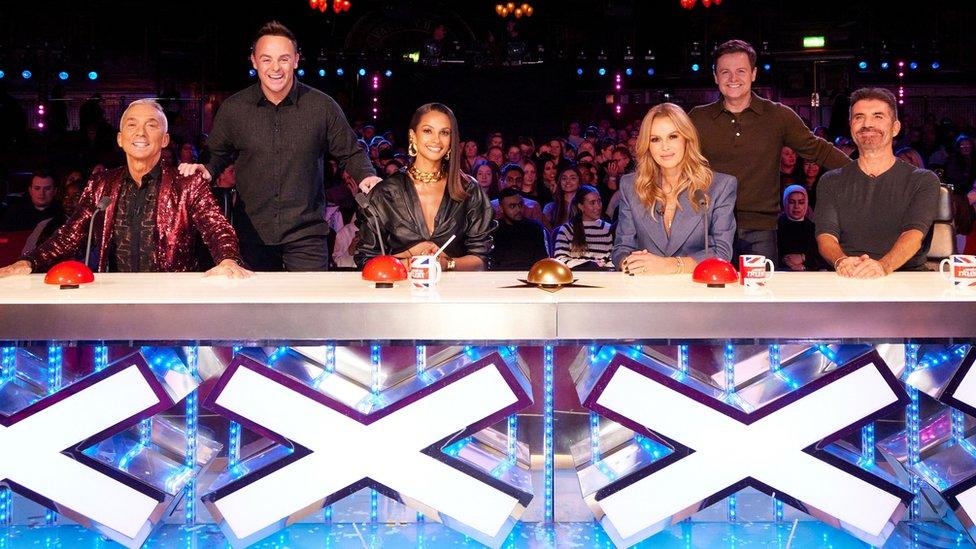 Left-right: Bruno Tonioli, Ant McPartlin, Alesha Dixon, Amanda Holden, Declan Donnelly and Simon Cowell on Britain's Got Talent