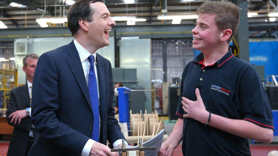 George Osborne meets apprentice Jordan Hankin