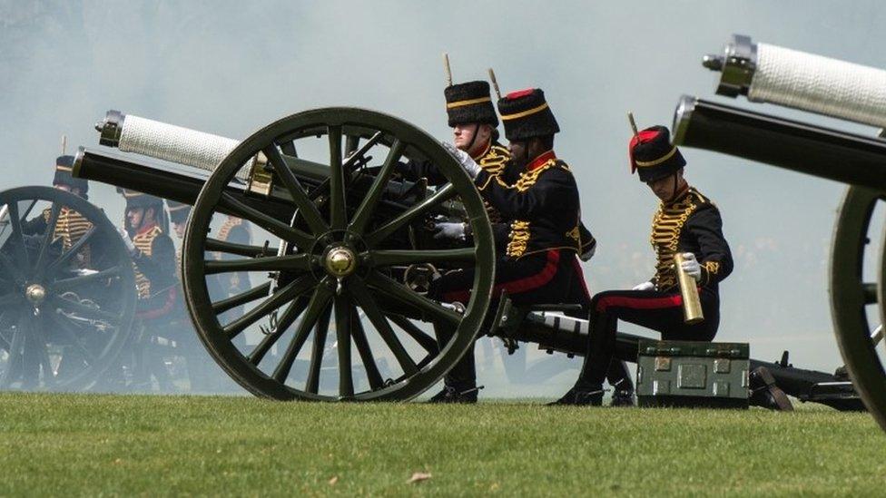 King's Troop Artillery firing salute in Hyde Park