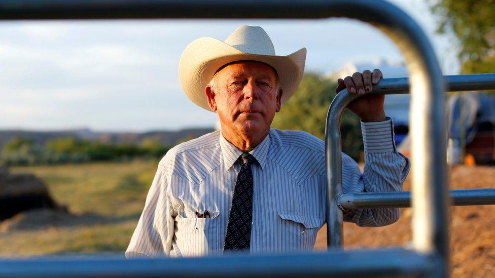 Rancher Cliven Bundy poses at his home in Bunkerville, Nevada