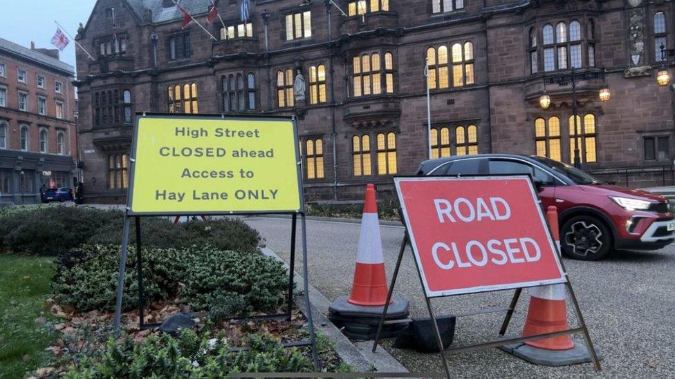 Road closure signs