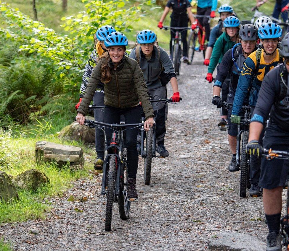 The duchess also joined a bike ride