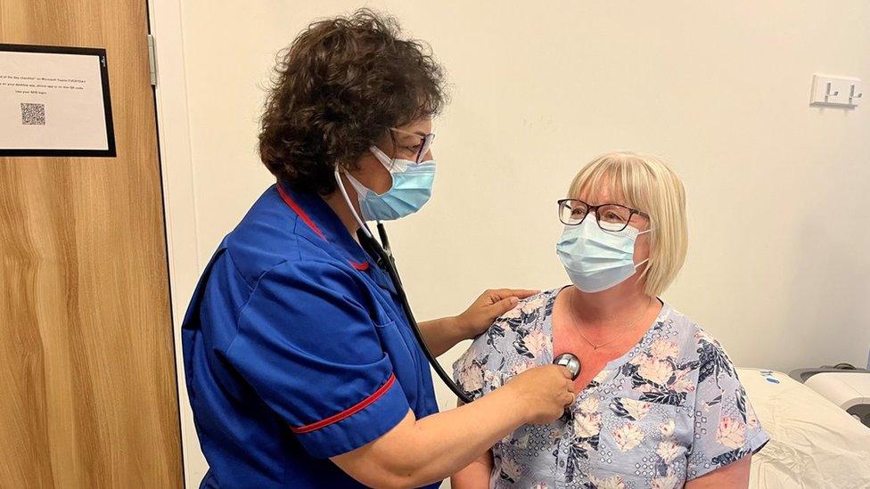 Nurse Fatima Hajee with patient Debbie Bygrave