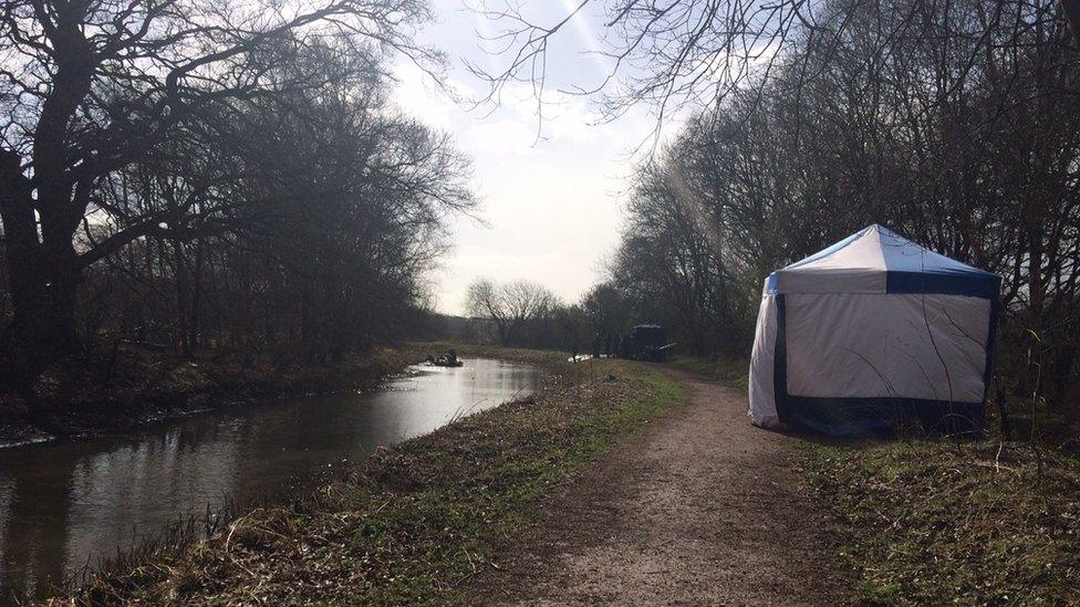 police tent and divers