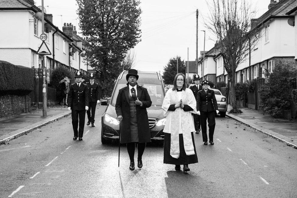 Mae Christie at a funeral