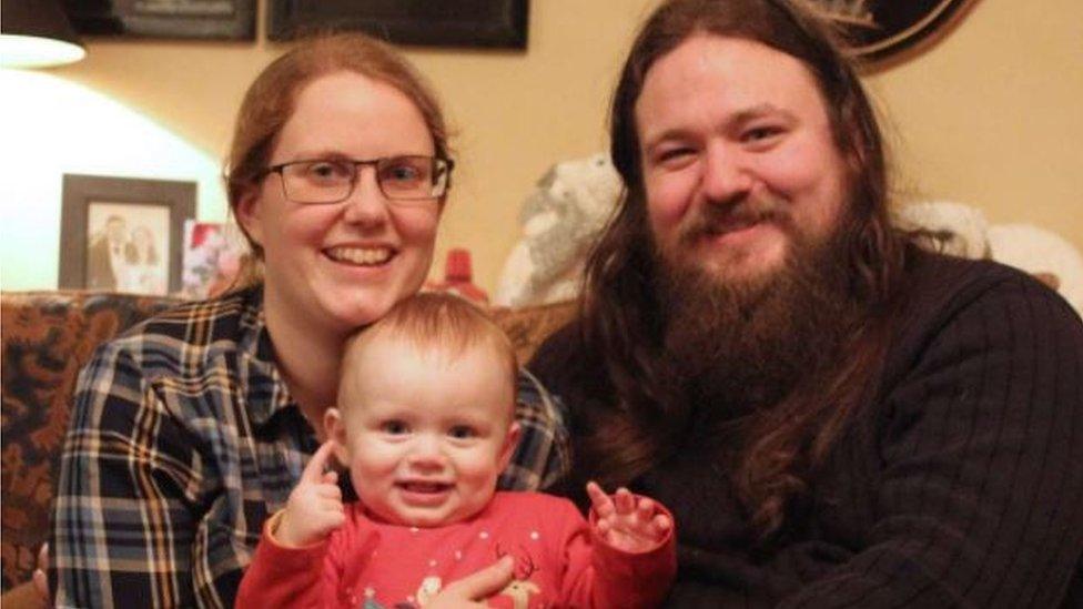 Helen and Kurzon Morris and their 19-month-old son, James.