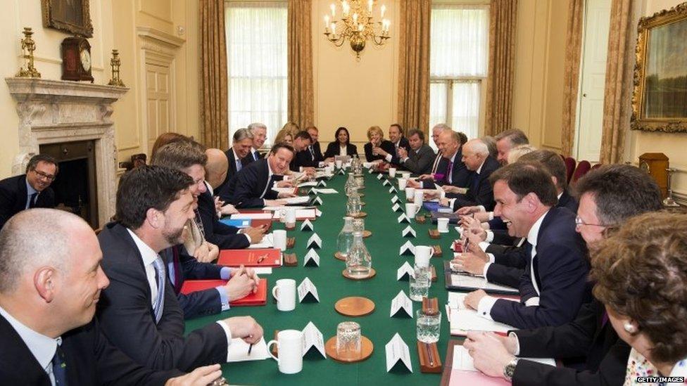 David Cameron chairing a cabinet meeting in May