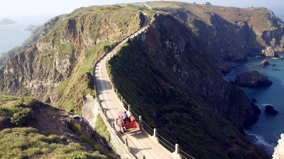 La Coupee narrow track between Sark and Little Sark