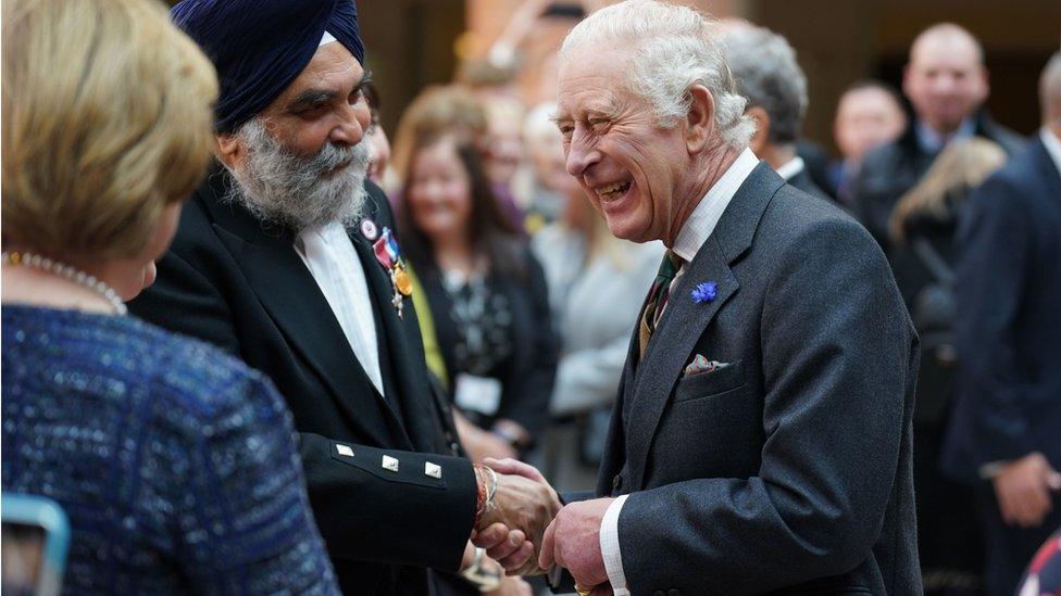 King Charles met local people who had gathered at the museum in Pollok Country Park for the Royal visit