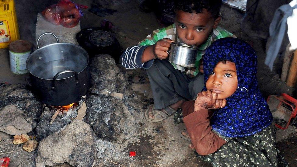 Picture from April 2018 of children in Yemen at a refugee camp.