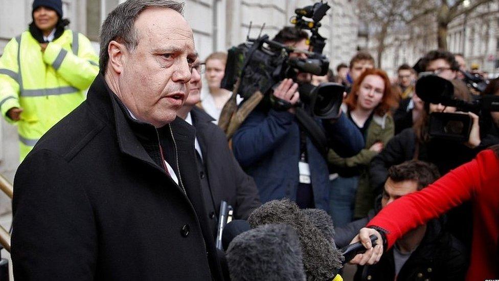 Nigel Dodds and other DUP MPs outside the Cabinet Office