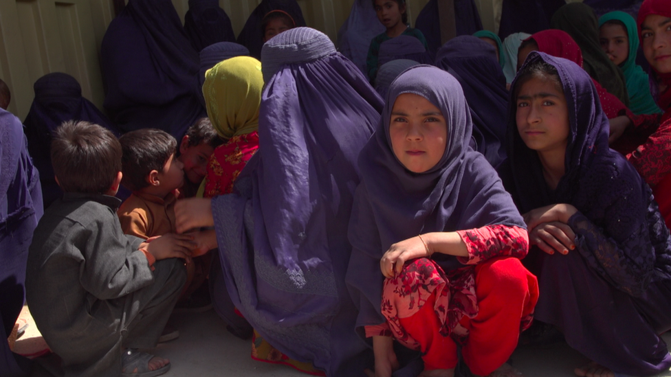 Patients at a clinic in a Taliban-controlled area