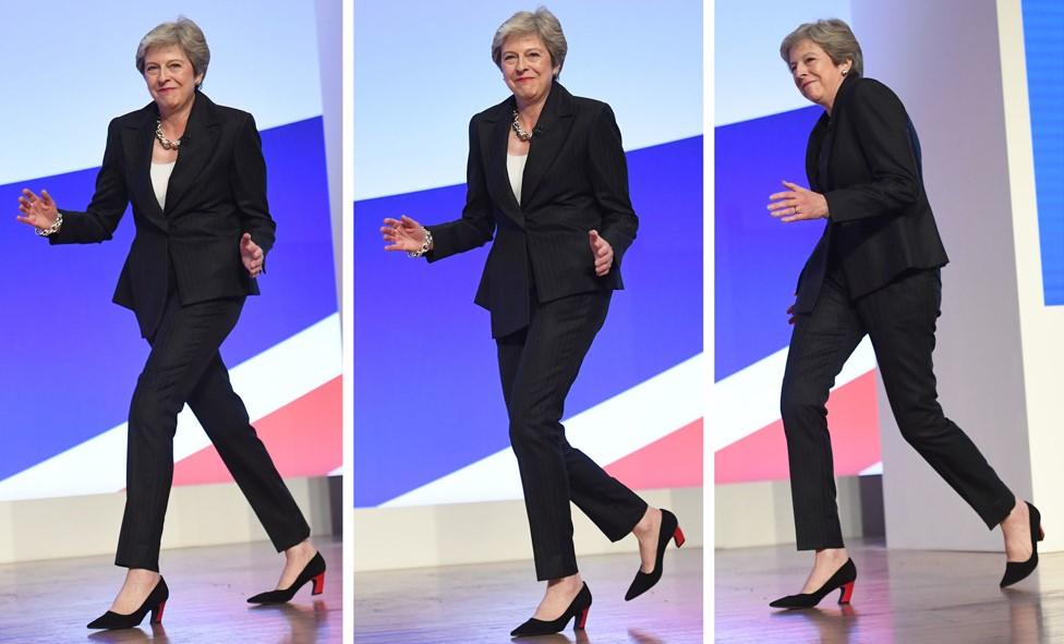 Theresa May cuts a rug at the Conservative Party conference