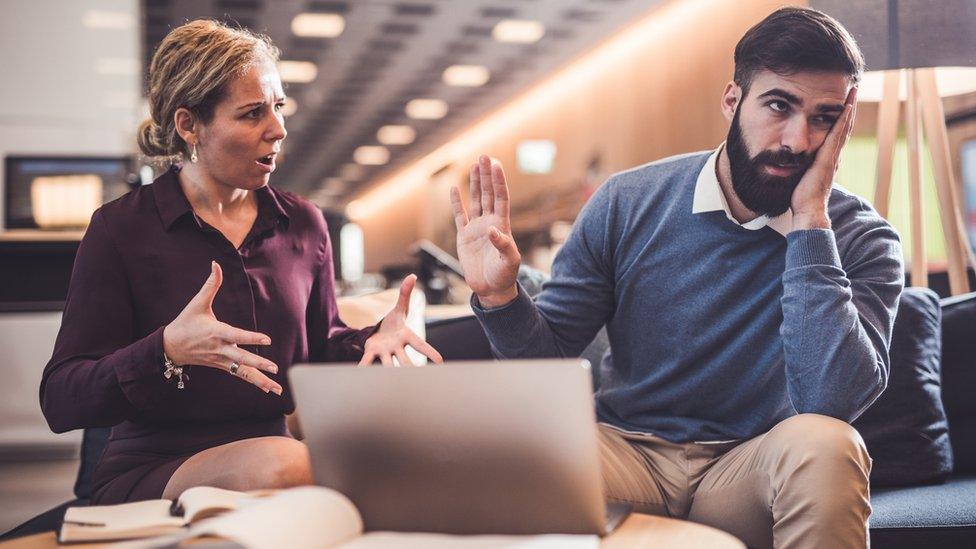 Woman and man arguing