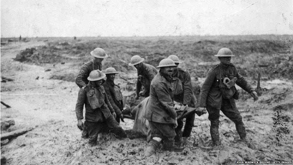 Stretcher bearers at the Battle of Passchendaele