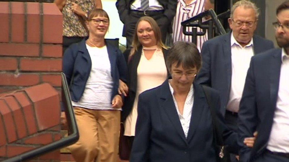 Marilyn Smith and Eileen Coull outside court