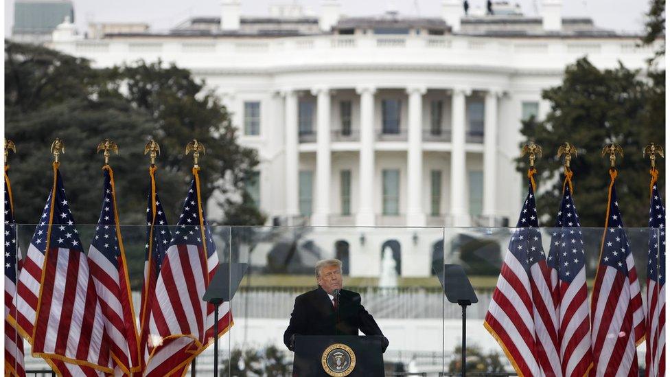 Donald Trump at rally in front of White House