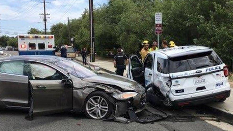 Crashed Tesla