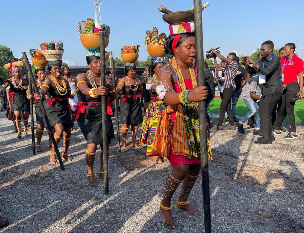 A procession at the funeral.