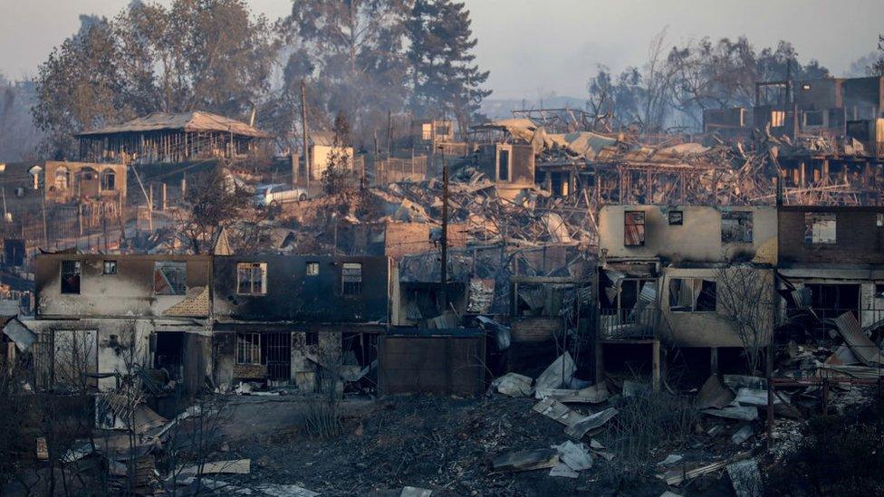 Devastation caused by fires in Chile