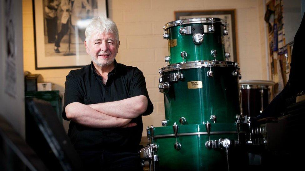 The versatile Eamon with a drum kit