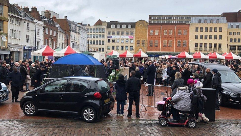 Crowd at a funeral