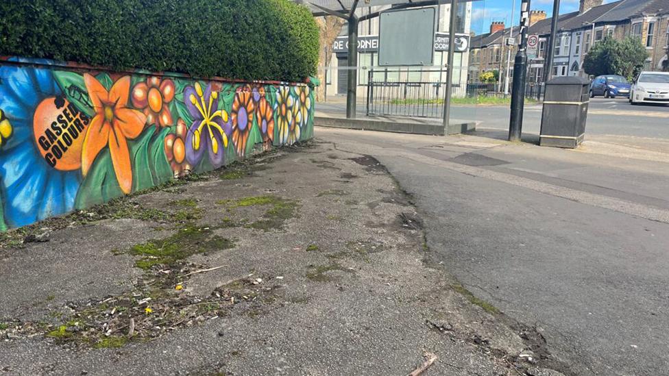 Damaged footpath on Princes Avenue